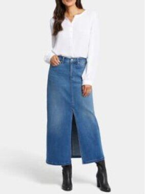 NYDJ High Rise Long Blue Jean Skirt w/ Center Slit size 6 – Fairmont - NWT